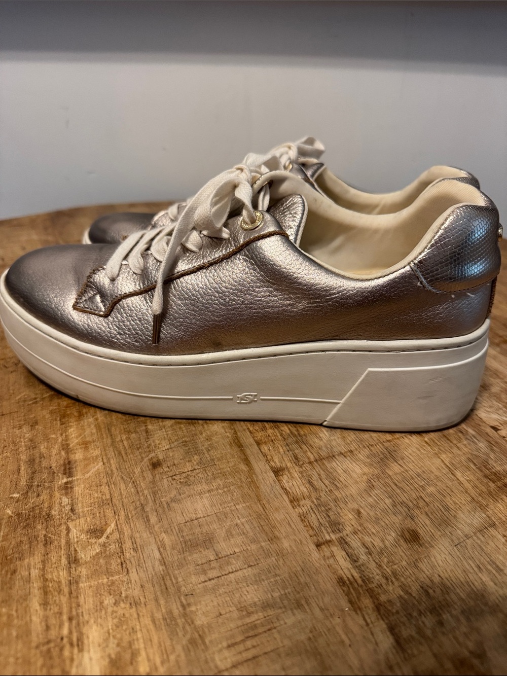 Dune London Metallic Silver Platform Sneakers - Picture 4 of 5